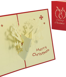 LINPOPUP Pop Up Card, 3D Card, Christmas Card, Decorated Reindeer, N430