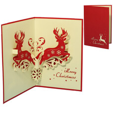 LINPOPUP Pop Up Card, 3D Card, Christmas Card, Deer, N429