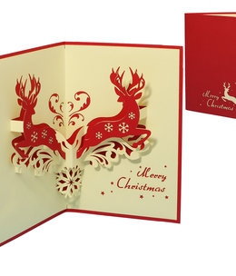 LINPOPUP Pop Up Card, 3D Card, Christmas Card, Deer, N429