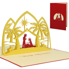 LINPOPUP Pop Up Card, 3D Card, Christmas Card, Christmas crib, crib, N426