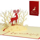 LINPOPUP Pop Up Card, 3D Card, Christmas Card, Reindeer in the Forest, N418