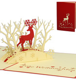 LINPOPUP Pop Up 3D Card, Christmas Card, Greeting Card, Reindeer in the Forest, LIN17242, LINPopUp®, N418