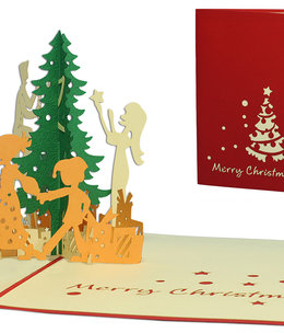 LINPOPUP Pop Up Karte, 3D Karte, Weihnachtskarte, Weihnachtsbaum schmücken, N416