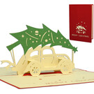 LINPOPUP Pop Up Card, 3D Card, Christmas Card, Car Fir Tree, N413