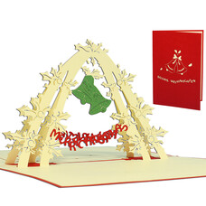 LINPOPUP Pop Up Card, 3D Card, christmas card, christmasbells, N409