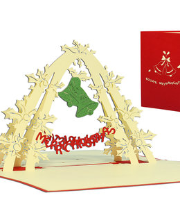 LINPOPUP Pop Up Card, 3D Card, christmas card, christmasbells, N409