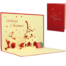 LINPOPUP Pop Up Card, 3D Card, Christmas Card, Reindeer, N408