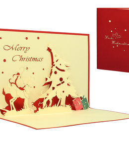 LINPOPUP Pop Up Card, 3D Card, Christmas Card, Reindeer, N408