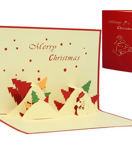 LINPOPUP Pop Up Card, 3D Card, Christmas Card, Snowman Landscape, N406