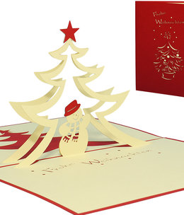 LINPOPUP Pop Up Karte, 3D Karte, Weihnachtskarte, Schneemann, N405