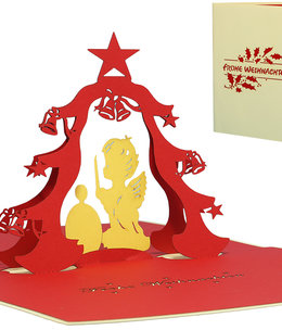 LINPOPUP Pop Up Karte, 3D Karte, Weihnachtskarte, Christkind, Engel, N402