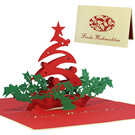 LINPOPUP Pop Up Karte, 3D Karte, Weihnachtskarte, Weihnachtsbaum Misteln, N401