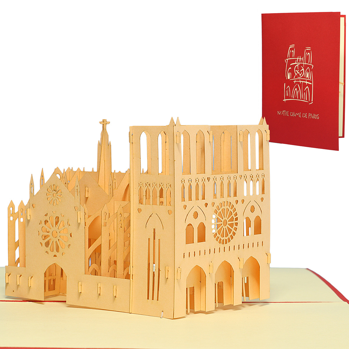 LINPOPUP Pop Up 3D Karte Notre Dame de Paris, Glückwunschkarte, Reisegutschein, Notre Dame Paris, LIN17432, LINPopUp®, N177