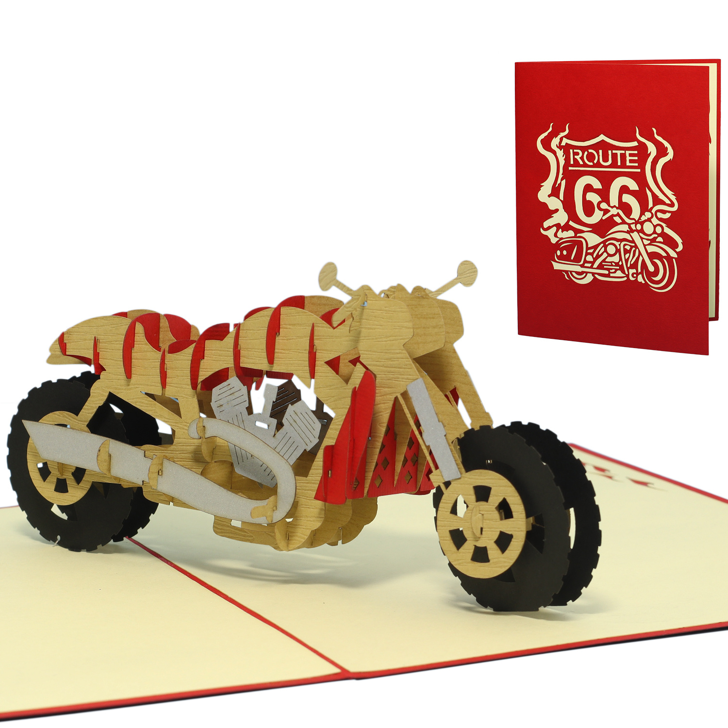 LINPOPUP Pop Up 3D Card, Birthday Cards, Greeting Card, Biker Motorcycle, LIN17195, LINPopUp®, N160