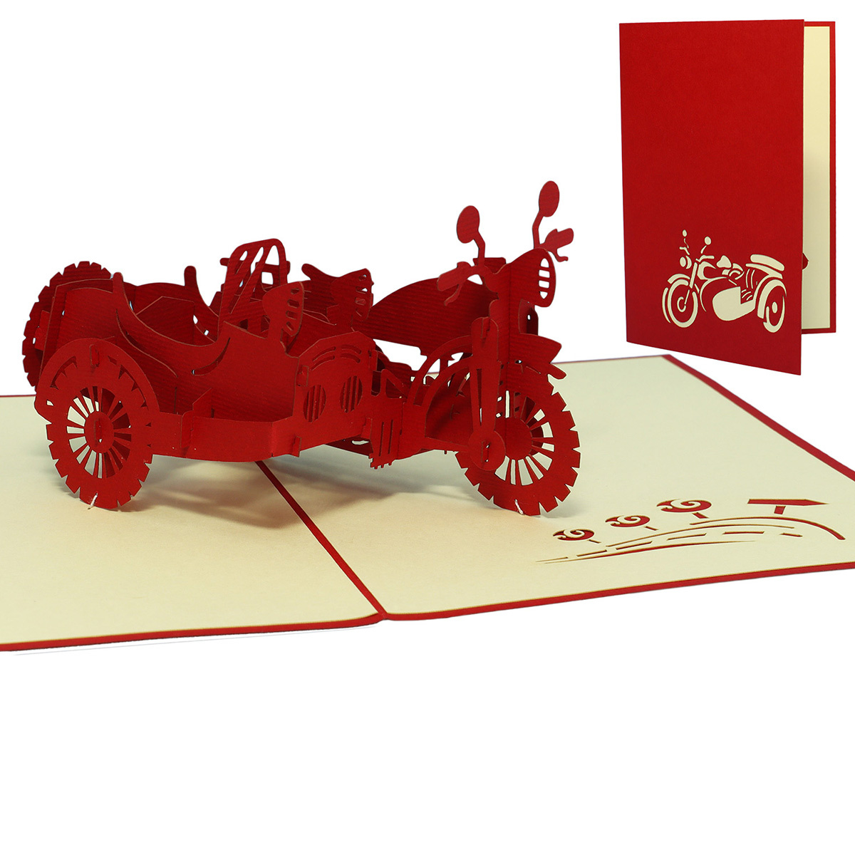 LINPOPUP Pop Up 3D Karte, Geburtstagskarten, Glückwunsch karte, Motorrad, Beiwagen, LIN17091, LINPopUp®, N159