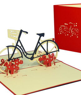 LINPOPUP Pop Up Card, 3D Card, Ladies Bicycle, N156