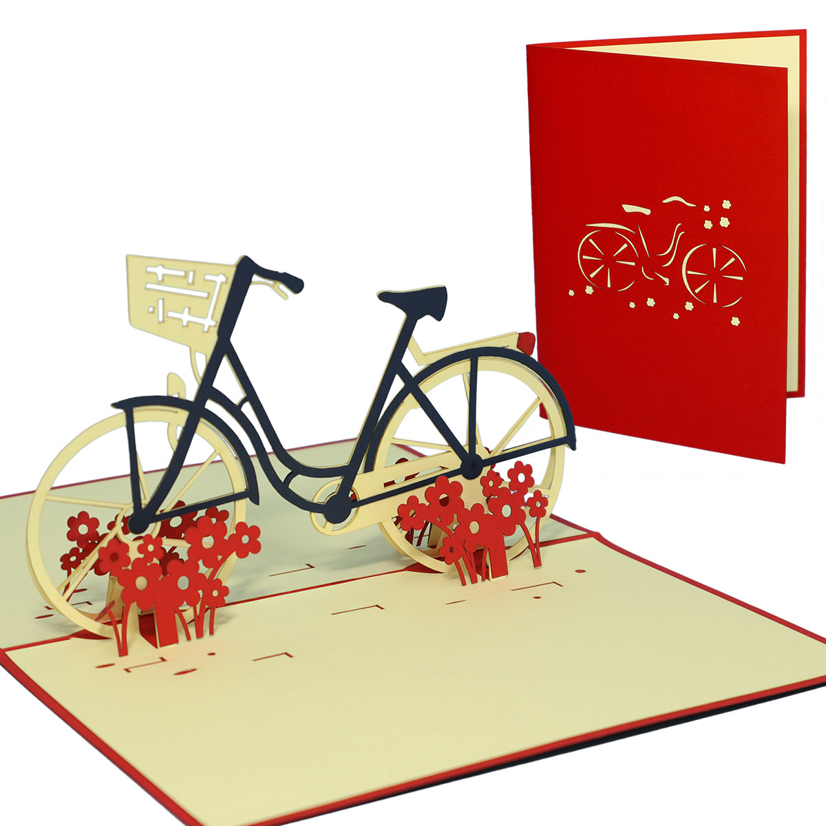 LINPOPUP Pop Up 3D Card, Birthday Cards, Congratulations Card, Ladies Bicycle, LIN17180, LINPopUp®, N156