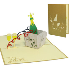 LINPOPUP Pop Up Card, 3D Card, Wine Bottle, Champagne, N133