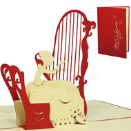 LINPOPUP Pop Up Card, 3D Card, Harp, N124
