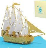 LINPOPUP Pop Up 3D Card, Birthday Card, Congratulations Card, Gift Certificate, Sailing Ship, LINPopUp®, N116