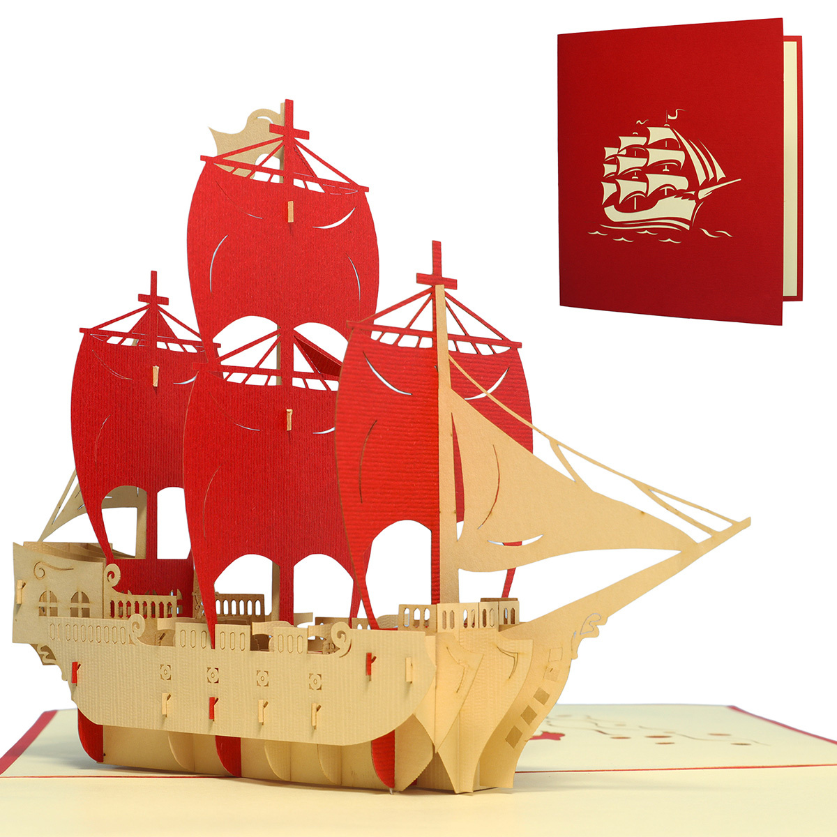 LINPOPUP Pop Up 3D Card, Birthday Card, Congratulations Card, Voucher, Pirate Ship, LINPopUp®, N114