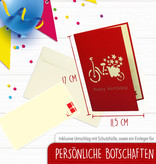 LINPOPUP Pop Up 3D Card, Birthday Card, Congratulations Voucher, Bicycle, Turtle, LINPopUp®, N9