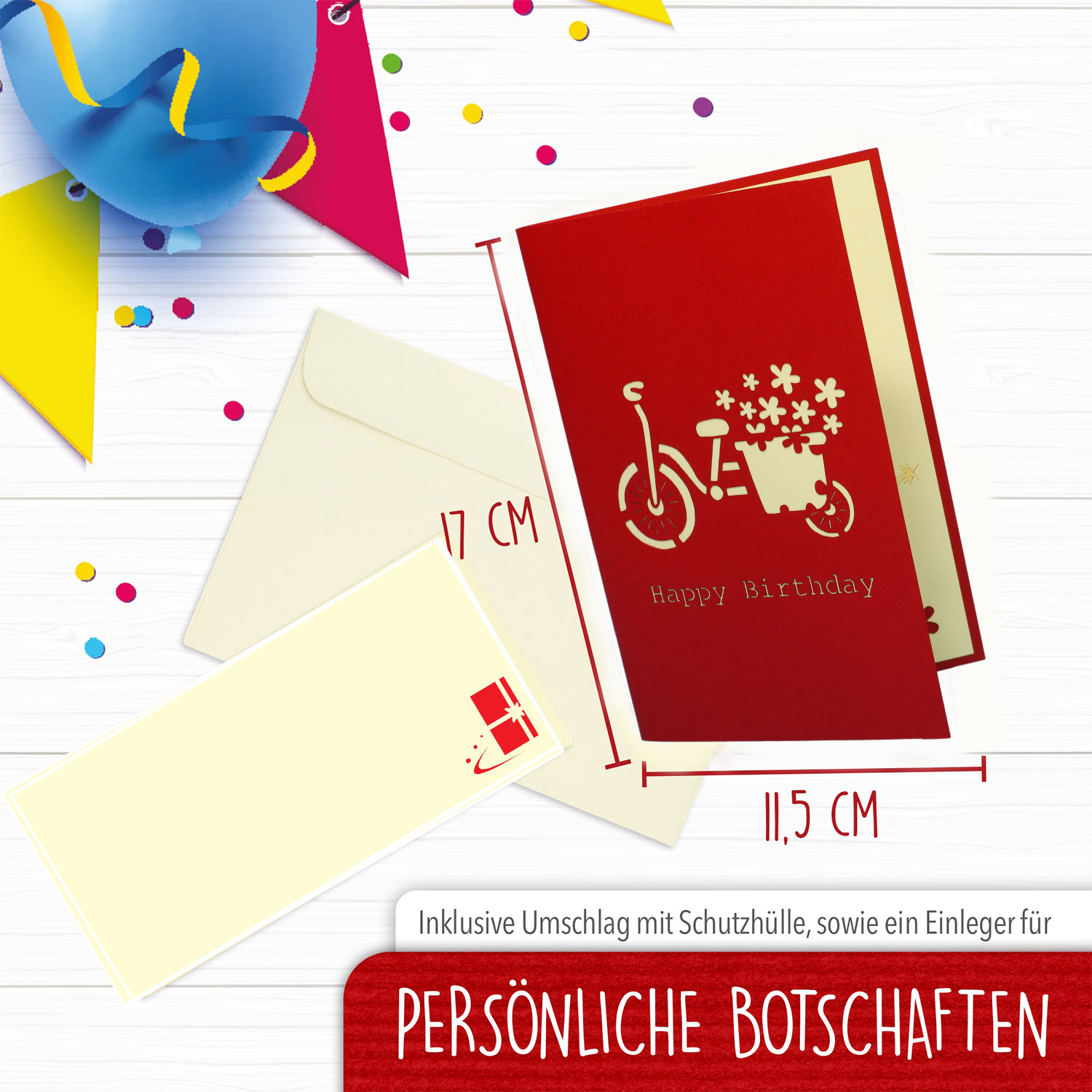 LINPOPUP Pop Up 3D Card, Birthday Card, Congratulations Voucher, Bicycle, Turtle, LINPopUp®, N9
