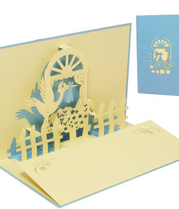 LINPOPUP Pop Up Card, 3D Card, Stork, blue, N101