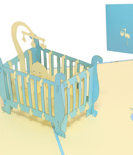 LINPOPUP Pop Up Card, 3D Card, Baby Bed, blue, N99