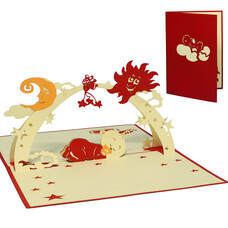 LINPOPUP Pop Up Card, 3D Card, Baby, red, N95