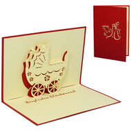 LINPOPUP Pop Up Card, 3D Card, Stroller, red, N93