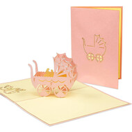LINPOPUP Pop Up Card, 3D Card, Stroller, pink, N90
