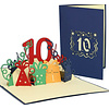 LINPOPUP POP Up 3D Karten 10 Geburtstag Jubiliäum, POP UP Karten Geburtstag, Pop Up Geburtstagskarte, Geburtstagskarte 10 Jahre Jubiläum, Grußkarten 10. Geburtstag, Blau, LIN17753, LINPopUp®, N395