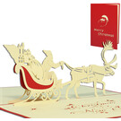LINPOPUP Pop Up Karte, 3D Karte, Weihnachtskarte, Weihnachtsmann im Schlitten, N404