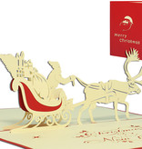 LINPOPUP Pop Up 3D Card, Christmas Card, Greeting Card, Father Christmas in Sleigh, LIN17828, LINPopUp®, N404