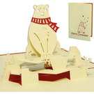 LINPOPUP Pop Up Card, 3D Card, Christmas Card, Polar Bear, N415