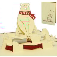 LINPOPUP Pop Up Card, 3D Card, Christmas Card, Polar Bear, N415