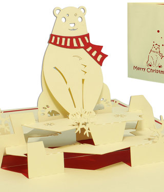 LINPOPUP Pop Up Card, 3D Card, Christmas Card, Polar Bear, N415