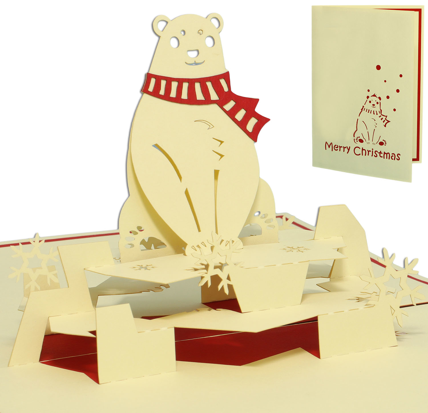 LINPOPUP Pop Up 3D Card, Christmas Card, Greeting Card, Polar Bear, LIN17079, LINPopUp®, N415
