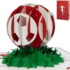 LINPOPUP Pop Up Card, 3D Card, Football red white, N305