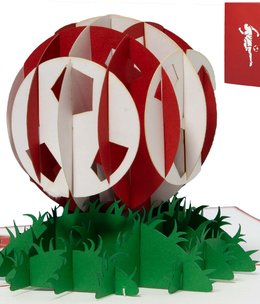 LINPOPUP Pop Up Karte, 3D Karte, Fußball rotweiß, N305