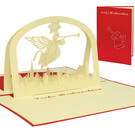LINPOPUP Pop Up Karte, 3D Karte, Weihnachtskarte, Weihnachtsengel, N407