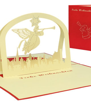 LINPOPUP Pop Up Karte, 3D Karte, Weihnachtskarte, Weihnachtsengel, N407