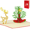 LINPOPUP Pop Up 3D Card, Christmas Card, Greeting Card, Christmas Tree, Fir Tree with Reindeer, LIN17561, LINPopUp®, N451