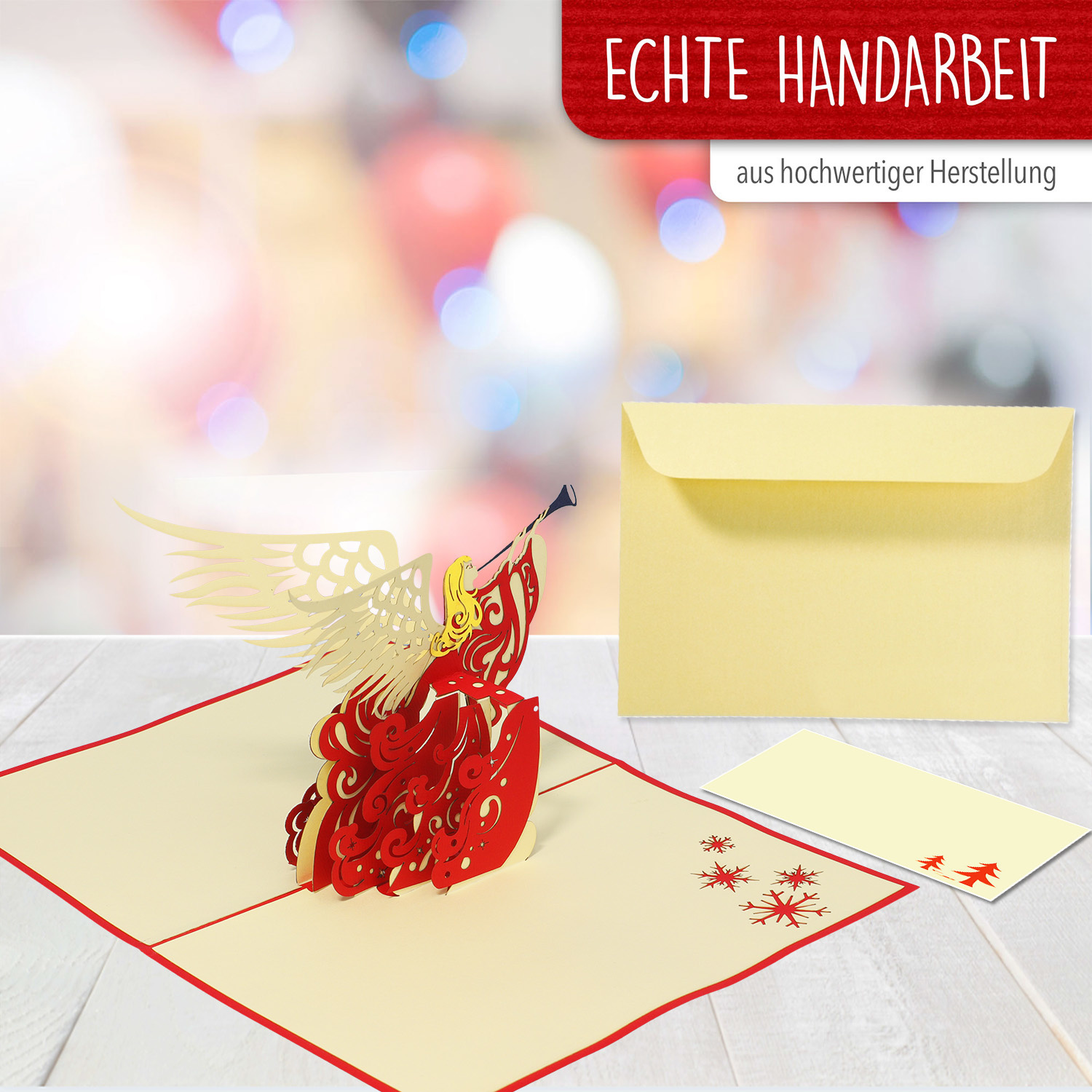 LINPOPUP Pop Up 3D Karte, Weihnachtskarte, Glückwunschkarte, Weihnachtsengel, LIN17559, LINPopUp®, N450