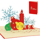 LINPOPUP Pop Up Karte, 3D Karte,  Weihnachtskerzen, Weihnachtskugeln, Adventskerze, N452