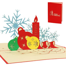 LINPOPUP Pop Up Card, 3D Card, Christmas Candles, Christmas Balls, Advent Candle, N452