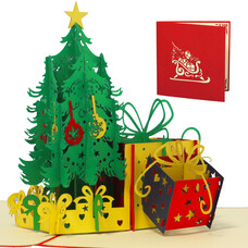 LINPOPUP Pop Up Card, 3D Card, Christmas Tree, Christmas Tree with Gifts, N453