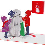LINPOPUP Pop Up Card, 3D Card, Snowman with Children, N447