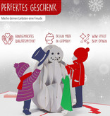 LINPOPUP Pop Up 3D Karte, Weihnachtskarte, Schneemann mit Kindern, LIN17547, LINPopUp®, N447